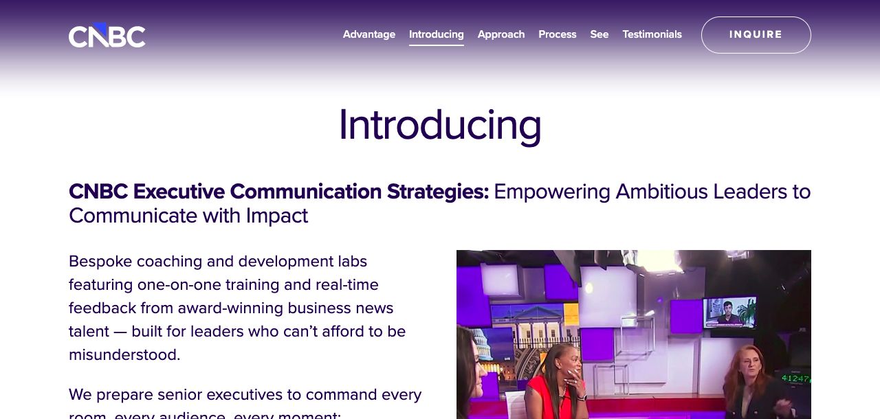 Microsite introduction with service details and studio photography