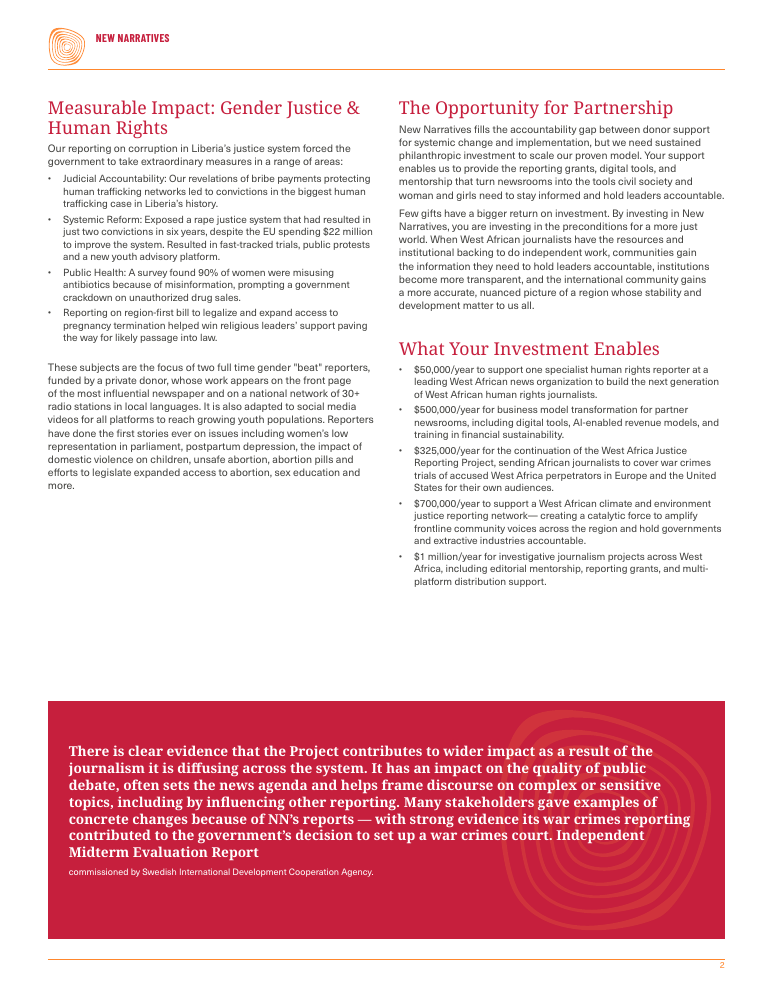 New Narratives designed PDF second page